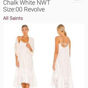 AllSaints Paola Cotton Women's Dress in Chalk White NWT Size:00 Revolve